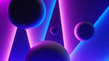 3d render of flash neon and light glowing on dark scene. Speed light moving lines. photo