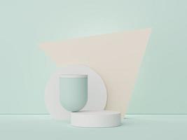 3d render of minimal display podium design for mock up and product presentation. Pedestal stage with pastel color scene. Trendy design for mock up and web banner. photo