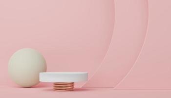 Abstract display podium with minimal geometric shapes design. 3d  rendering scene for mock up and product presentation. Pedestal platform for cosmetic advertise. photo
