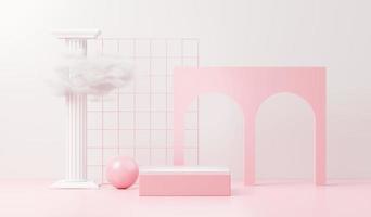 3d render abstract display podium platform for  product presentation and advertising. Minimal scene backdrop with clean design. Vacant pedestal for mock up. Empty stage with pastel color for cosmetic. photo