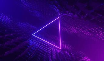 3d render of RGB neon light on darkness background. Abstract Laser lines show at night. Ultraviolet spectrum beam scene photo