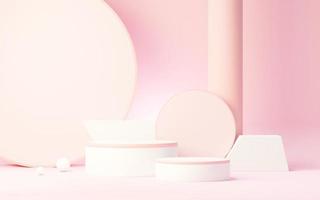 3d render abstract display podium platform for  product presentation and advertising. Minimal scene backdrop with clean design. Vacant pedestal for mock up. Empty stage with pastel color for cosmetic. photo