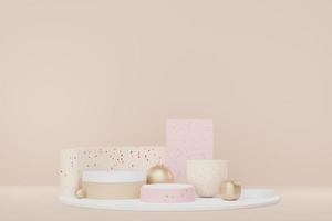 3d abstract white platform showcase for product and cosmetic presentation with terrazzo idea concept. Minimal Podium for mock up and advertising. Render geometric design scene for web banner. photo