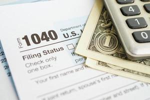 Tax form 1040 U.S. Individual Income Tax Return, business finance concept. photo