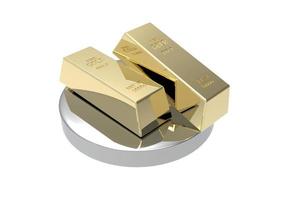 3d rendering Gold Bars with podium photo