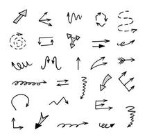 Vector set of hand drawn arrows, elements for presentation