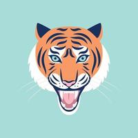 cabeza de tigre rugiente. vector