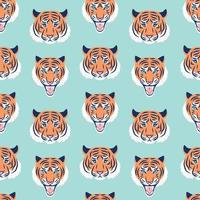 Tiger head seamless trendy pattern.