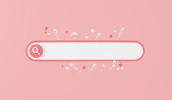 Web search bar 3d render - illustration of white website form for research of information on pink background. photo