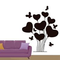 vector de diseño de pegatina de decoración de pared de amor y mariposa
