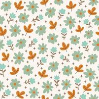 Hand drawn flowers pattern vector seamless