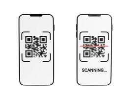 Qr code scan concept - mobile phone with barcode scanning process 3d render illustration. photo