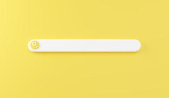 Web search bar 3d render - illustration of white website form for research of information on yellow background. photo