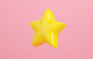 Yellow star for customer review concept - 3d render illustration of best product or service. photo