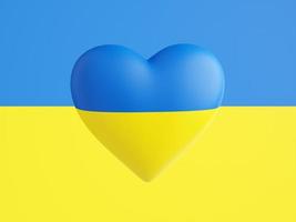 Support Ukraine - heart of blue and yellow ukrainian flag colors 3d render photo