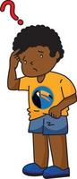 Confused African American Boy In Yellow Tucan Shirt vector