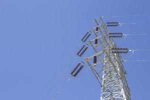 High voltage poles and blue sky photo