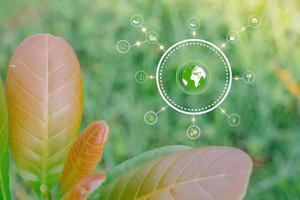 concepto de icono esg ambiental y gobernanza sostenible en un fondo verde. foto