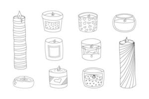 Set of various decorative or aroma candles for home and spa vector