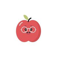 icono simple de un personaje de manzana roja en un estilo kawaii de caricatura plana sobre un fondo blanco aislado. ilustración vectorial vector