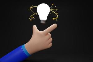 Lightbulb in hand businessman isolated  background. Inspiration, discovery,get ideas, idea and insight concept.3d Rendering illustration photo