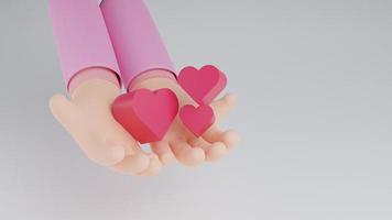 hand of bussinese with heart isolate background. concept of valentine's day,Valentines Day romance greeting card,love expression.3D rendering illustration photo
