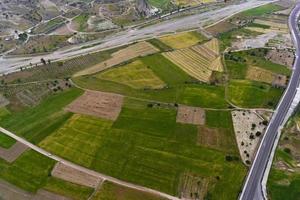 Fields in Cappadocia from a bird's-eye view. Fields in Turkey. photo