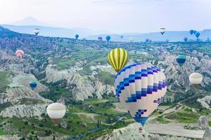 Cappadocia balloons in turkey. Balloons at dawn in the valley of love. photo
