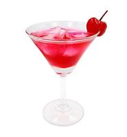 Refreshing Alcoholic Cosmopolitan cocktail and cherry isolated on white background with clipping path. photo