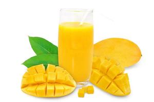 Glass of Mango juice isolate on white background with clipping path. photo