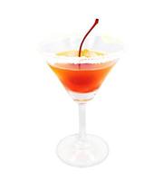 Alcoholic cocktail and cherry isolated on white background with clipping path. photo