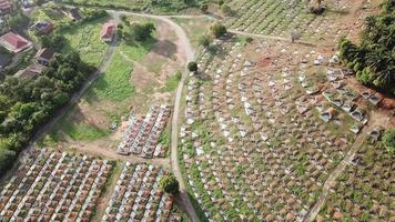 Aerial view chinese tomb from Bukit Tambun, Penang. video