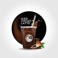 iced cacao takeaway cup vector illustration, Iced cocoa latte