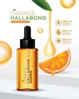 Jeju Island Orange Hallabong Vitamin Serum Moisture Skin Care Cosmetic. vector