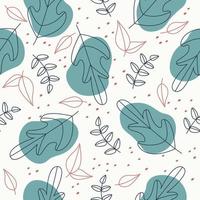 vector contour seamless pattern leaves nature