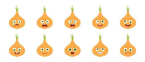 Emoticon of cute Yellow Onion. Isolated vector set