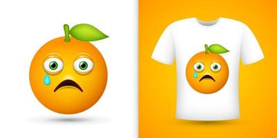 Orange on white shirt. Vector