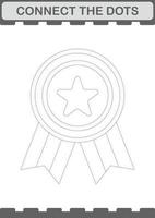 Connect the dots Award Medal. Worksheet for kids vector