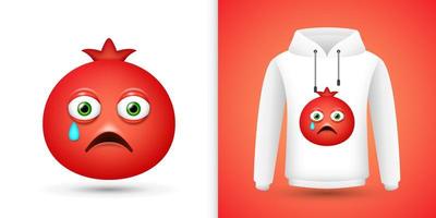 Pomegranate on white sweatshirt hoodie. Vector