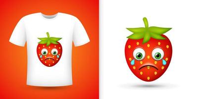 Strawberry on white shirt. Vector