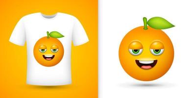 Orange on white shirt. Vector