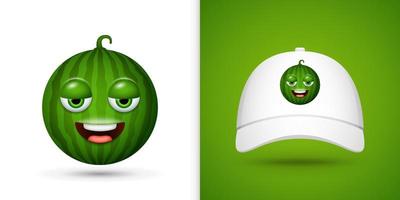 Watermelon on white baseball cap. Vector