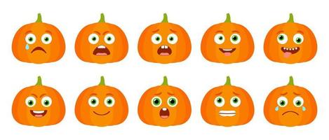 Emoticon of cute Pumpkin. Isolated vector set