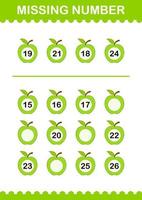 Missing number with Apple. Worksheet for kids vector