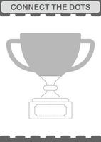 Connect the dots Trophy. Worksheet for kids vector