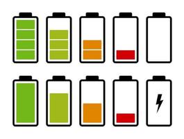 indicador de nivel de carga de la batería. conjunto de icono de batería vector