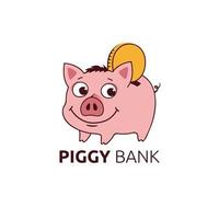 Cute piggy bank with coin vector