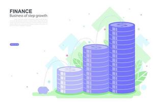 Finanzas e Inversiones. concepto de negocio de crecimiento escalonado. plantilla de sitio web de diseño gráfico de página de destino. ilustración vectorial vector