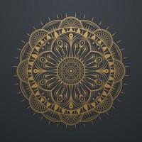 Vintage Luxury Gold Abstract Mandala Art Lace Pattern. on black background. Vector illustration