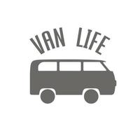 Van life style. Camper bus on white background. Vector illustration.